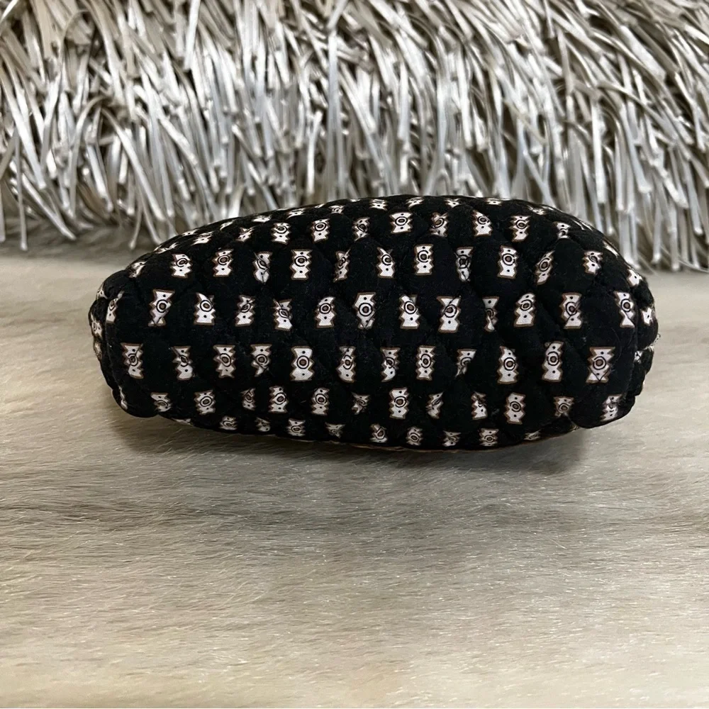 Vintage VERA BRADLEY Zebras 2001 Large Curved Cosmetic Case Black Tan Zipper Y2K